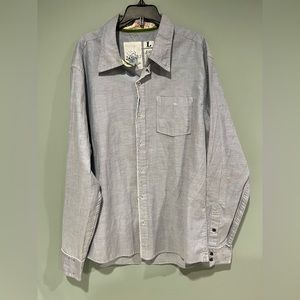 Blue chambray button down blouse, size large